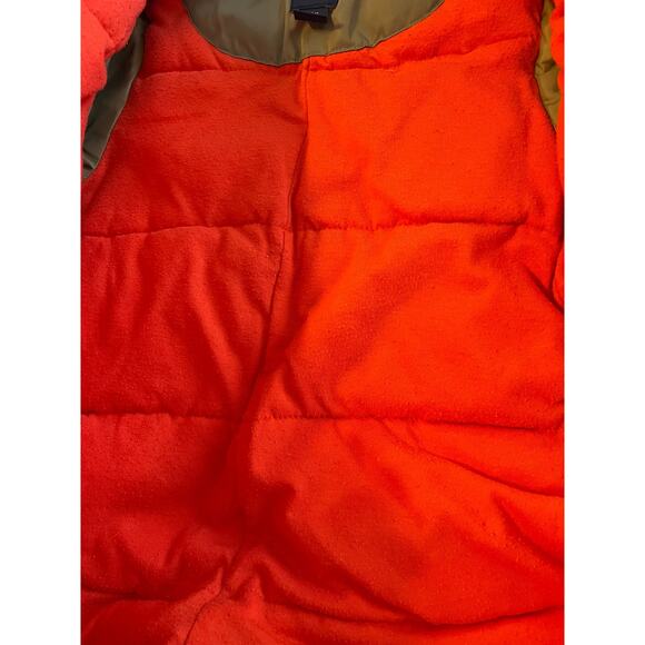 Baby Gap 12-18 Months Snowsuit Hooded One Piece Olive Green Orange Pockets Flaws - Picture 7 of 16